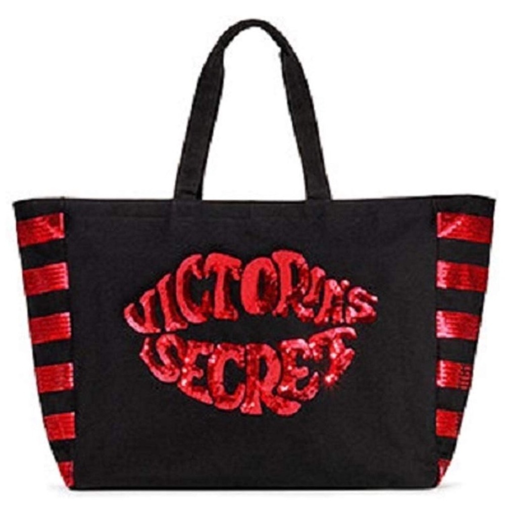 Victoria’s Secret Tote Bag Red Lips Sequins